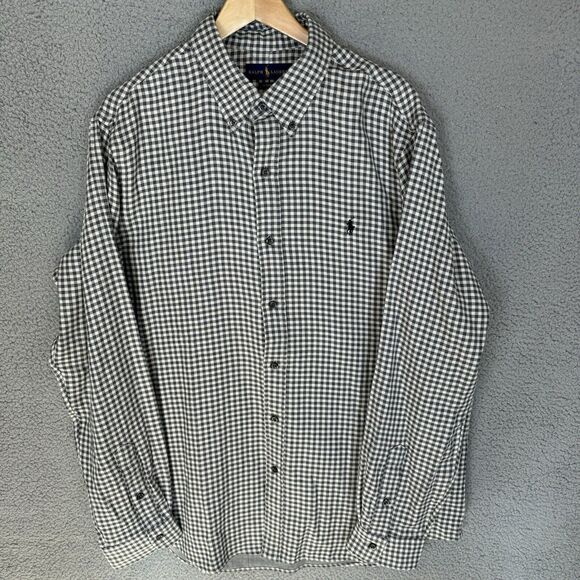 Ralph Lauren Shirt Mens XL Grey Check Long Sleeve Button Down Classic Fit Casual - Picture 1 of 7
